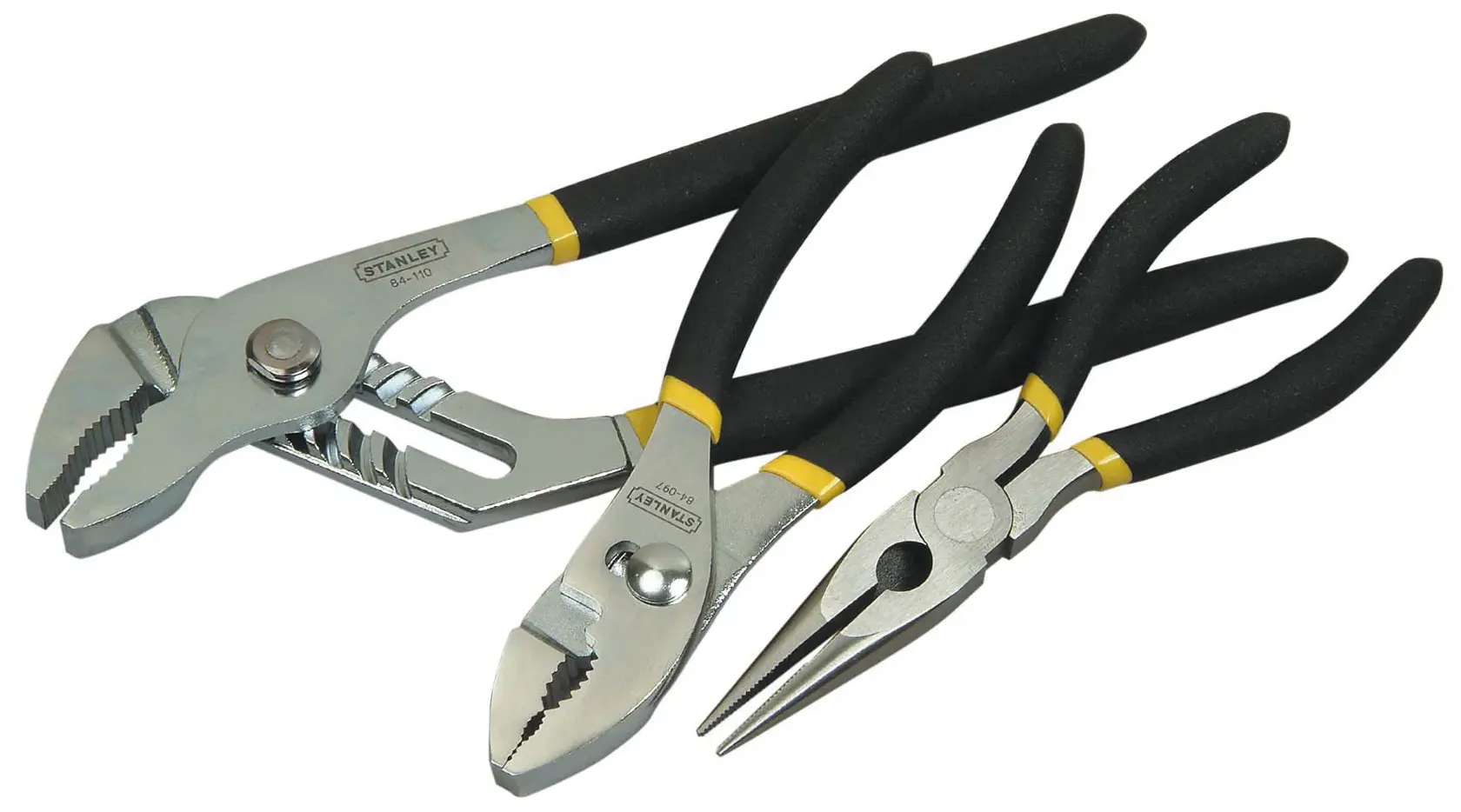 0-84-892, STANLEY® Plier Set of 3 pc. Slip Joint, Long Nose, Waterpump, Beauty