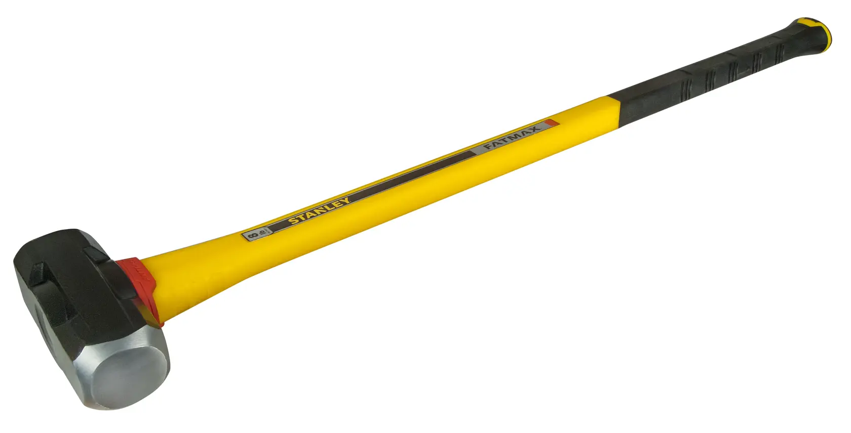 Stanley sledgehammer with a yellow and black handle and metal head, designed for heavy-duty use.