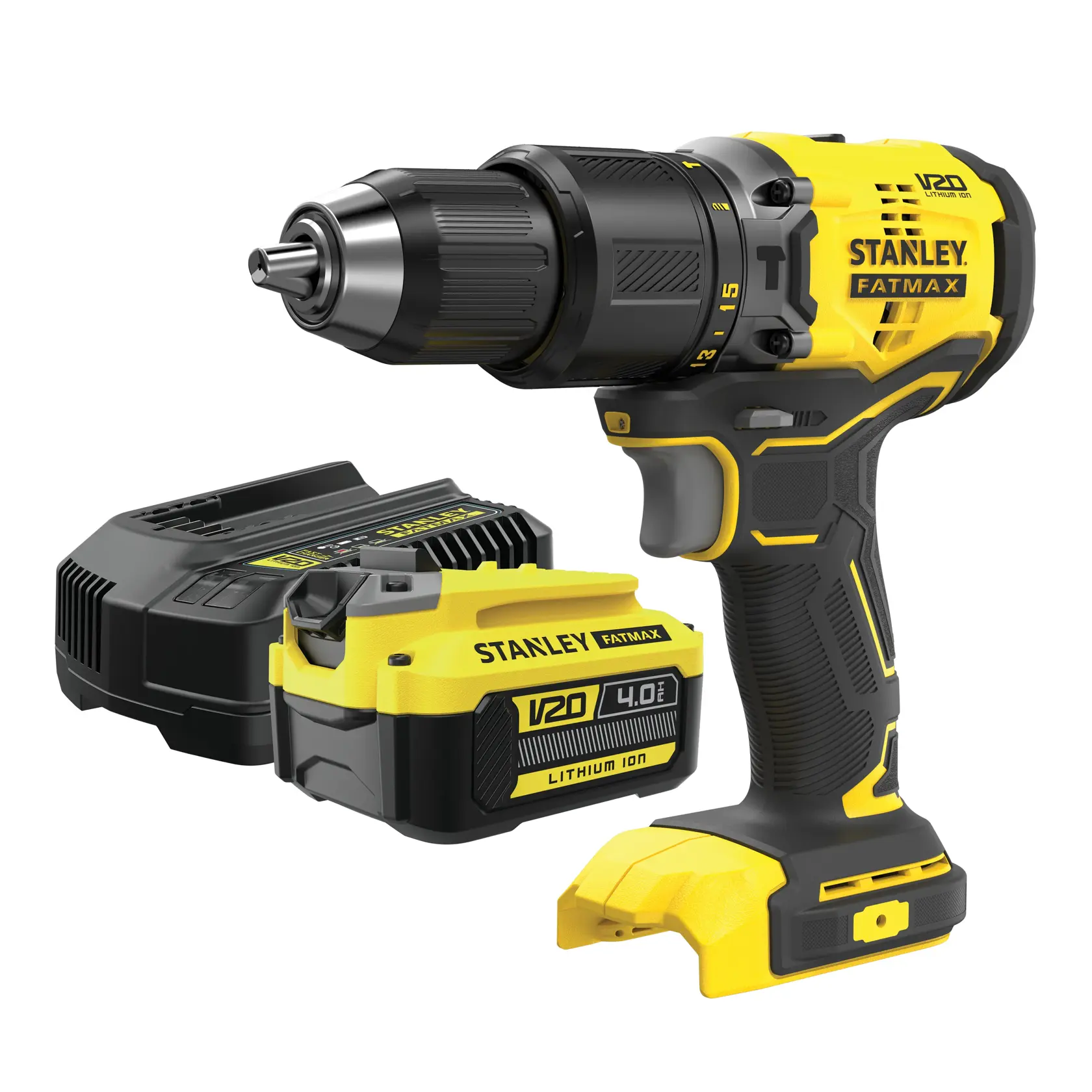 18V STANLEY® FATMAX® V20 Brushless Hammer Drill with 1 x 4.0Ah Lithium-Ion Battery, Kit Box