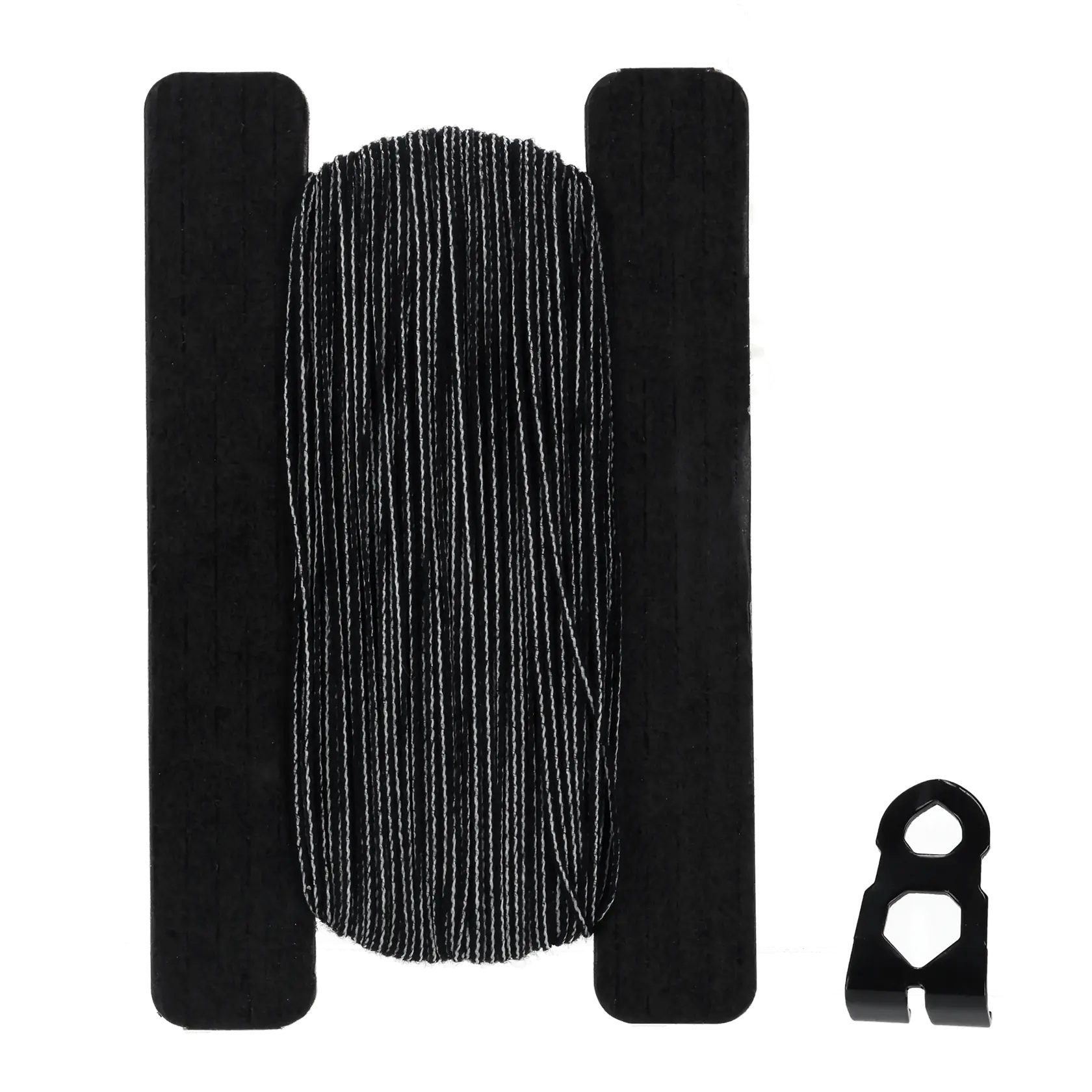 STANLEY STHT47613-0 photography of black and white braided masonry line on card with plastic holder, top view.