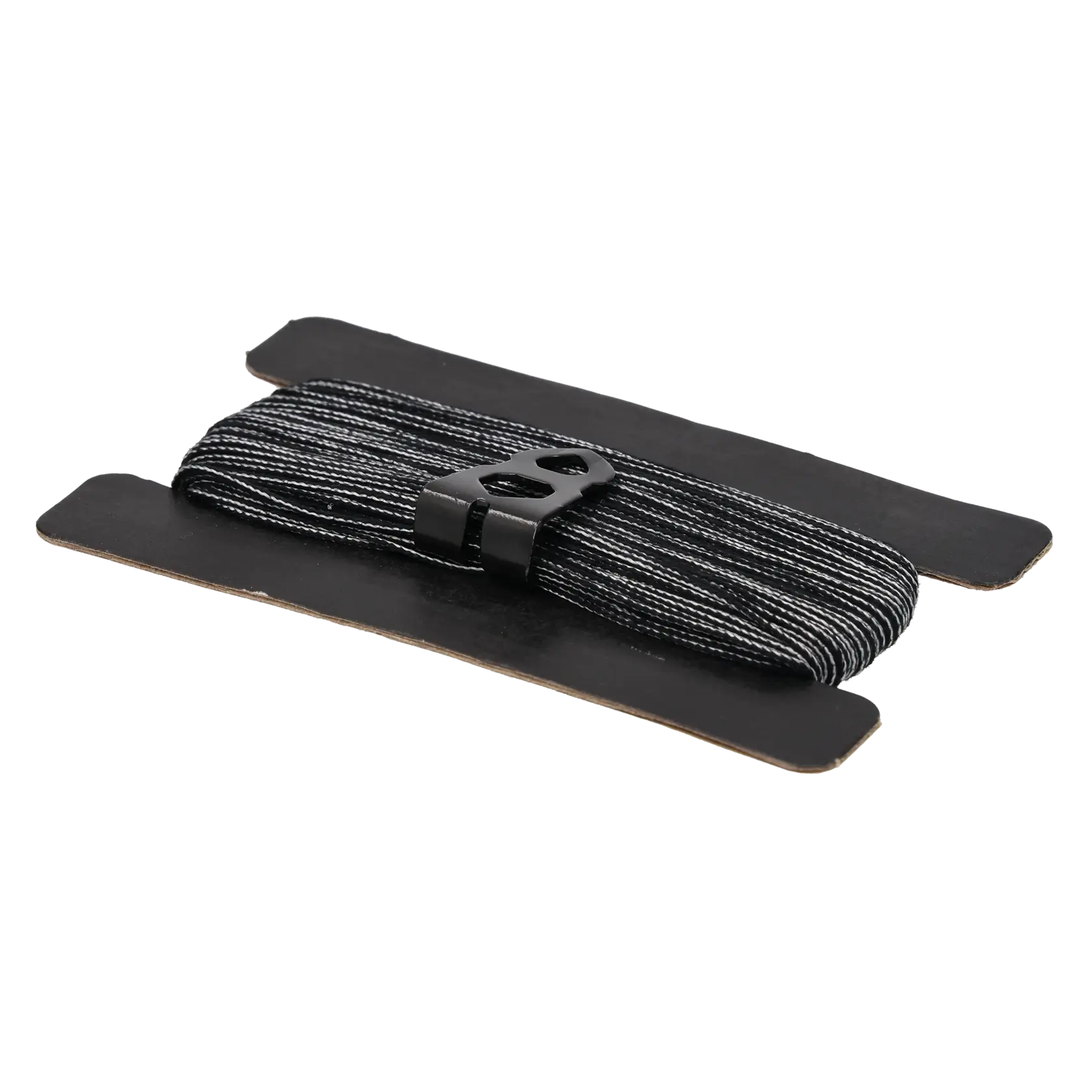 STANLEY STHT47613-0 photography of black and white braided string with holder, side angle, on white background.